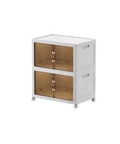keke 2 Layers Multi-Functional Foldable Storage Cabinet with Doors and Wheels (196L)