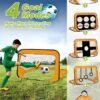 WALALLA Football Goals for Kids, 4 in 1 Foldable Pop Up Football Goals with Carry Bag Football Goal Posts Portable, Soccer Net Indoor & Outdoor Football Training for Boys Girls, Orange
