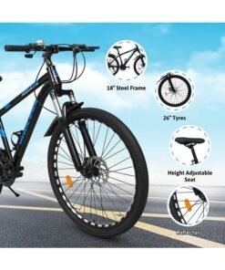 ENDLESS  Aluminium Mountain Bike | 17 Inch Frame Size | 26 Inch Wheel Size | 21 Speed Shimano Gear | Dual Disc Brakes | Bike For Men & Women | Black Blue Color - Image 3