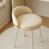 Sharpdo Ins Cream Style Dressing Stool with Backrest, 360° Rotatable Living Room Chairs 53*38*38CM
