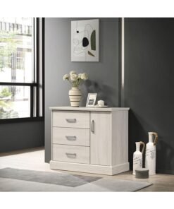 Home Box Blair 3-Drawer 1-Door Dresser | Dressing Table | Vanity Table | Makeup Table Without Mirror White 87 x 73.7 x 40 cm