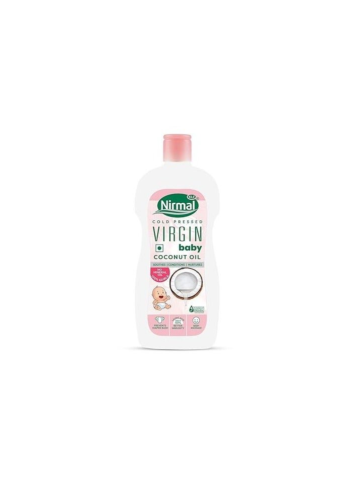Nirmal Virgin Baby Coconut Oil Baby Massage Oil 400 ml For soft and supple skin A Natural skin moisturizer Great for Diaper Rashes Baby Friendly Pack