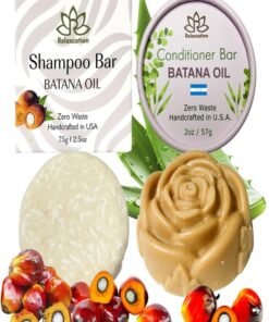 Relaxcation MADE IN USA Batana Oil Solid Shampoo Bar and Conditioner Bar for Hair Growth, Reduces Hair Loss, Hydrates Dry Hair, Improves Scalp Health Handcrafted in USA, Travel-Friendly