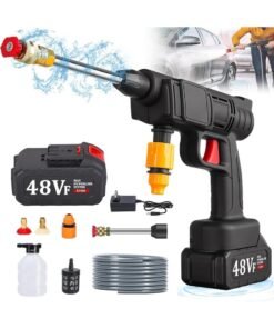 HASHONE 48V Cordless High Pressure Washer Gun, Portable Rechargeable Power Washer, 3 Nozzles, 5m Hose, Electric Handheld Cleaner for Car, Bike and Garden