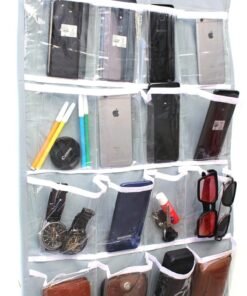 Oxbow 16 Pocket Hanging Innerwear Organiser For Wardrobe, Socks Organizer For Wardrobe, Wardrobe Organizer For Storage, Wardrobe Organiser For Bra, Undergarments Organizer(75X45 CM) (Pack of 1, Grey)