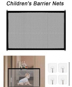 Portable Baby Safety Barrier Net, Suitable for Children and Pets, Retractable Home Staircase, Door Frame Safety Net