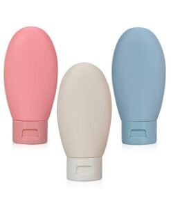 FlavorHaus Travel Bottles for Toiletries Refillable Plastic Travel Containers Dispenser with Lid Small Leak Proof Empty Squeeze Bottles Kit for Toiletries, Cream, Shampoo, Lotion (Pack Of 3)