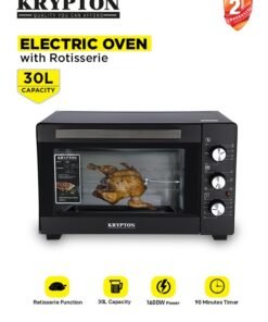 KRYPTON Electric  Oven With Rotisserie , Grill Function And Power Indicator Light , Auto Shut Off with Signal Bell & Inside Lamp , Multiple Control Knobs, Heat-resistant Tempered Glass and Stainless Steel Heating Elements 30 L 1600 W KNO5324 Black