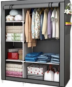 HOMESTAR Portable Clothes Storage Organizer Fabric Wardrobe Grey