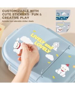 Alternative view of S2C LittleZen Kids Bento Lunch Box – Leak-Proof Compartmented Stainless Steel Lunch Box with Spoon | Microwavable BPA-Free Tray & Anti-Slip Base