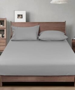 PHF 100% Garment Washed Cotton Fitted Sheet Twin Size (100cm x 190cm), Cozy Cloud Soft Linen Bottom Sheet, Deep 40cm Pocket, Easy Fit and Breathable, Grey