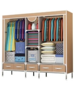 Fabric Wardrobe For Clothing Brown/ Light Coffee 185*45*172CM