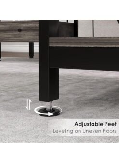 Coffee Table End Table Sofa Center Table with 2 Tier Storage Shelf and Adjustable Table Leg Tea Table Desk Computer Desk for Living Room  Bedroom Office (100*55*43cm) - Image 4
