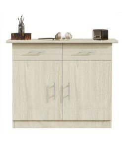 Mahmayi Stylish Multifunctional Medium Height Cabinet with 2 Drawer, and 2 Door Storage Ideal for Hallway, Living Room, Kitchen, Bedroom - Grey Bardolino Oak