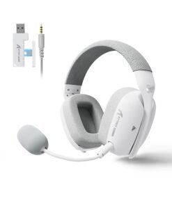 Attack Shark L80PRO Wireless Gaming Headset,Triple- Mode-2.4Ghz/Bluetooth/Wired Gaming Headphone with Mic,Lightseed Tech- Built-in&Detachable Dual Microphone,Lightweight Headphone for PC Mac Switch Win-White