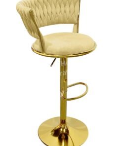 MAPLE HOME DECORATION Velvet Bar Stool Chair Metal Leg, Adjustable High Backrest 360° Upholstered Seat Kitchen Home Office Chairs