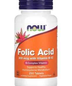 Now Foods 250 Tablets Folic Acid With 800 Mcg And Vitamin B12