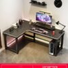 NKX Computer and Multifunction Table Home Office Workstation with Storage Rack 120X100 cm (Right Corner)
