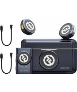 Hollyland Lark M2 Wireless Lavalier Microphone for Camera PC Laptop Phones Mini Lapel Mic 48KHz 24Bit 1000ft Range Noise Cancellation 30H Battery for Video Recording Streaming Content Creation