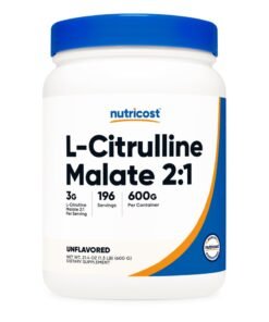 Nutricost L-Citrulline Malate 2:1 3G L-Citrulline Malate 2:1 Per Serving, 196 Servings, 600G Per Container, Unflavored Net Wt. 21.4 Oz (1.3 LB) (600 G), Dietary Supplement