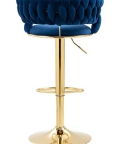 DubaiGallery Velvet Swivel Bar Stools, Adjustable Counter Height Bar Stool with Woven Back, Upholstered Kitchen Dining Chairs, Modern Bar-stools for Kitchen Island, Cafe, Pub, Bar Counter