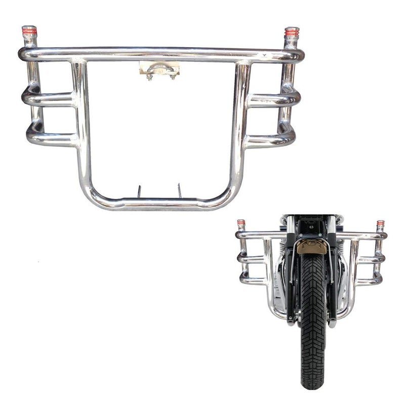 OZANGO Z5 Bike Bullet Heavy Safety 3 Bend Bar-Rod Stylish Front Airfly Leg Guard Chrome Compatible for RE Classic Battle Green 500 - Image 2