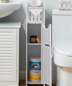 Alternative view of Kutis 1-Piece Corner Storage Floor Bathroom Cabinet With Door And Shelve White 20x18x78 Centimeter