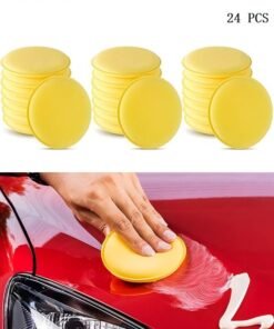 GROIC 24 Pcs 4” Wax Foam Applicator Pad, Round Sponge Cleaning Pads Pad Microfiber Detailing Car Polishing Waxing Sponge, Polyurethane