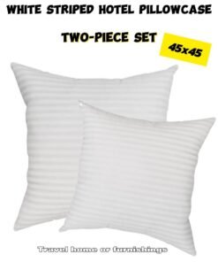 TNGames 45×45cm 2-Piece Striped Hotel Pillowcases | Ultra-Soft Velour | Removable Zipper Design | For Travel & Home Use