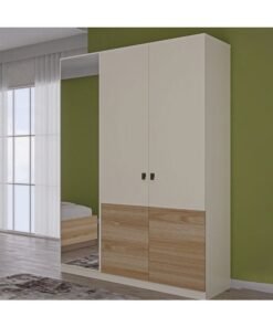 DANUBE HOME Sacramento 3 Door Wardrobe With Mirror - Beige / Oak