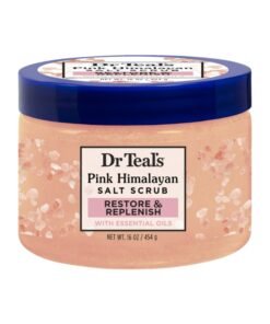 Dr Teal's Pink Himalayan Salt Scrub to Restore & Replenish - Gently Exfoliates & Smoothes Skin with Bergamot & Sweet Orange Oils Pink 454grams