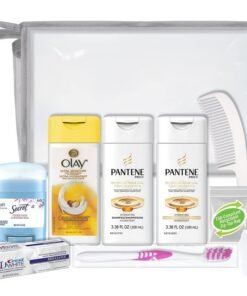 Convenience Kits International Womens 10Piece Deluxe Kit with Travel Size TSA Compliant Essentials Featuring Pantene Hair Products in Reusable Toiletry Bag  Clear color