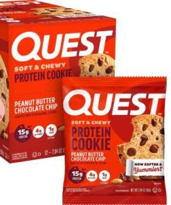 Quest Nutrition Quest Soft & Chewy Protein Cookie – Peanut Butter Chocolate Chip Flavor, High Protein, Low Sugar, Gluten-Free, 58g (Box of 12 Cookies)