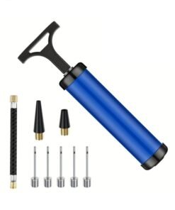 REOCLE 9pcs Portable Manual Air Pump Kit Handheld Ball Pump Inflator with Needle Durable Construction Extension Hose for Basketbal Football Volleyball