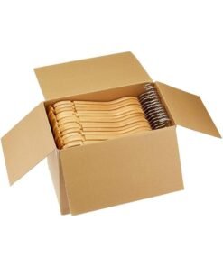 YANEK Solid Wood Suit Hangers With Non Slip Bar And Precisely Cut Notches - 360 Degree Swivel Chrome Hook - Natural Finish Super Sturdy And Durable Wooden Hangers - 50 Pack. Natural 40cm Natural 40cm