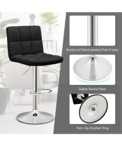 Bar Stools, Adjustable PU Leather Swivel Bar stools, Modern Counter Stools with Back and Footrest, Counter Height Bar stools for Bar, Kitchen and Dining Room(Black,YK-9109) - Image 4