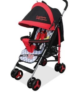 Disney Cars Lightning McQueen Lightweight Adventure Stroller + Storage Cabin 0-36 months, Compact Design, Shoulder Strap, Adjustable Reclining Seat and More