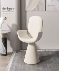 fashionhome Modern Sculptural Swivel Accent Chair with Solid Wood Core and Soft Velvet Upholstery, 360-Degree Rotating Designer Chair Featuring Curved Backrest and Pedestal Base for Contemporary Dining, Living, or Statement Interiors 55 x 58 x 82 cm.