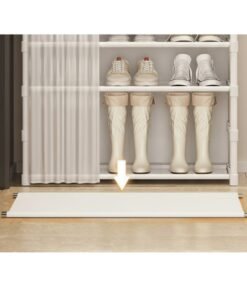 Alternative view of WALALLA 4-Tier Simple Shoe Rack With Two Storage Drawers Shoe Cabinet With Dust Curtain For Small Narrow Entrance Door