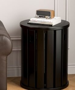fashionhome Versatile Multifunction 4 in 1 Solid Wood Stool Set Round Coffee Table Sofa Bedside Table Stackable Combination Stool for Living Room 36x47 cm (Fully Assembled)