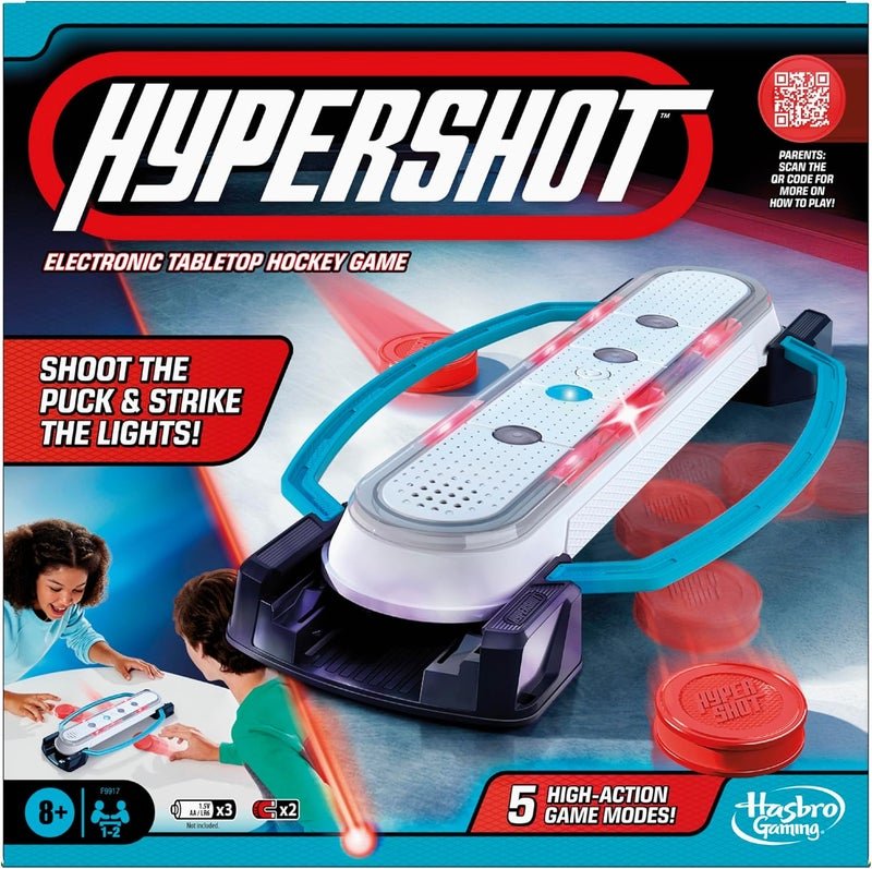 HASBRO - GAMING Hypershot Electronic Tabletop Hockey Game | 5 Games in 1 | Music, Lights, and Sounds | Ages 8 and Up | for 1 to 2 Players | Kids Board Games