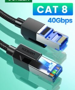 Ugreen Ethernet Cable 20M Cat 8 Gigabit Network Cable High-Speed 40Gbps 2000MHz RJ45 Internet Cable Braided Double Shielded Ethernet Cable Compatible with Gaming Switch PS4 PS5 PC Router TV Xbox