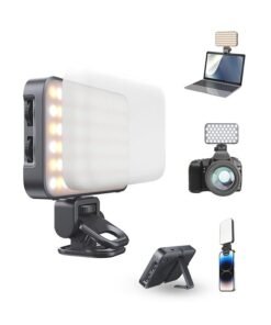 TONEOF 96 LED Cell Phone Light with Soft Diffuser and Stand, Rechargeable Magnetic Portable Selfie Light with Clip, 2500k-9000K Adjustable Lighting for Recording Videos, Cameras, Tablets, Zoom Call, Photography