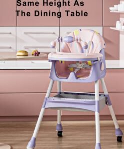 Alternative view of MissTiara Infant Toddler Convertible High Chair for Kids with Adjustable Height and Footrest, Baby Feeding Booster Seat with Tray,Wheels,Safety Belt For 6 Months to 4 Years