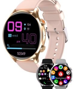 WAPIK Korean Brand Smart Watch Y5，Business Smartwatch, Waterproof Fitness Watch, Bluetooth Calling, Compatible with Android and iOS,Smartwatch For Men, Zinc Alloy Vacuum Plating, Heart Rate Monitoring，Gold