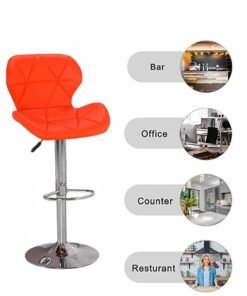 Height Swivel Bar Stool, Bar Chairs with Back, Modern Kitchen Counter Height Barstools, Armless Kitchen Island Stool, for Home Bar Restaurant Kitchen (Orange)