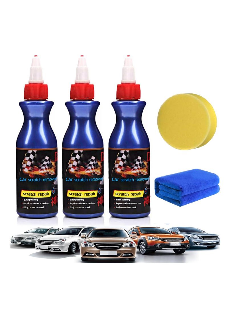 Scratch Repair Wax for Car, Car Scratch Remover Kit, Professional Car Paint Scratch Repair Agent, Car Resurfacing Polisher Scratch Repair Paste, Vehicle Paint Care (3 Bottles)