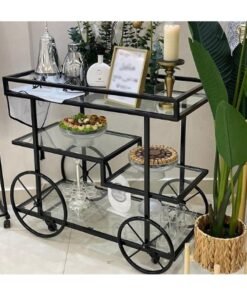 Alternative view of HOME TASTE 3Tier Metal Serving Trolley With Lockable Wheels – Sophisticated Bar Cart For Home, Kitchen, Restaurant, And Hospitality – Stylish 1.3cm Thick Metal Frame Style 1, Small 80X40X90Cm