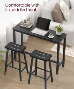 VASAGLE Bar Stools Set of 2 – Counter Height 74 cm, Industrial Style, Steel Frame with Footrest, Kitchen & Breakfast Bar Chairs – 46 × 33 × 74 cm - Image 4
