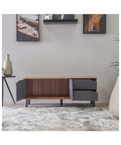 DANUBE HOME Modesto TV Cabinet For Up To 32 Inches TV Entertainment Modern Design Wall Unit Furniture Wooden TV Stand For Living Room Bedroom TV Rack L120xW40xH49 cm Cherry/Dark Grey - Image 3